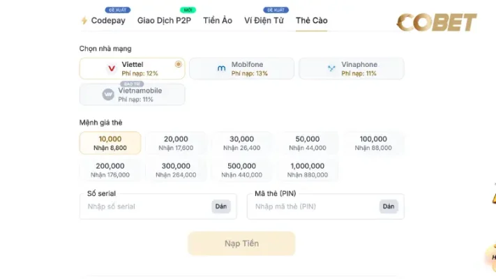 Nạp rút siêu tốc - Trải nghiệm liền mạch