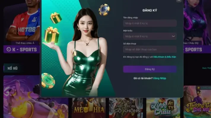 Biểu mẫu đăng ký Bayclub yêu cầu nhập tên đăng nhập mật khẩu và mã xác nhận